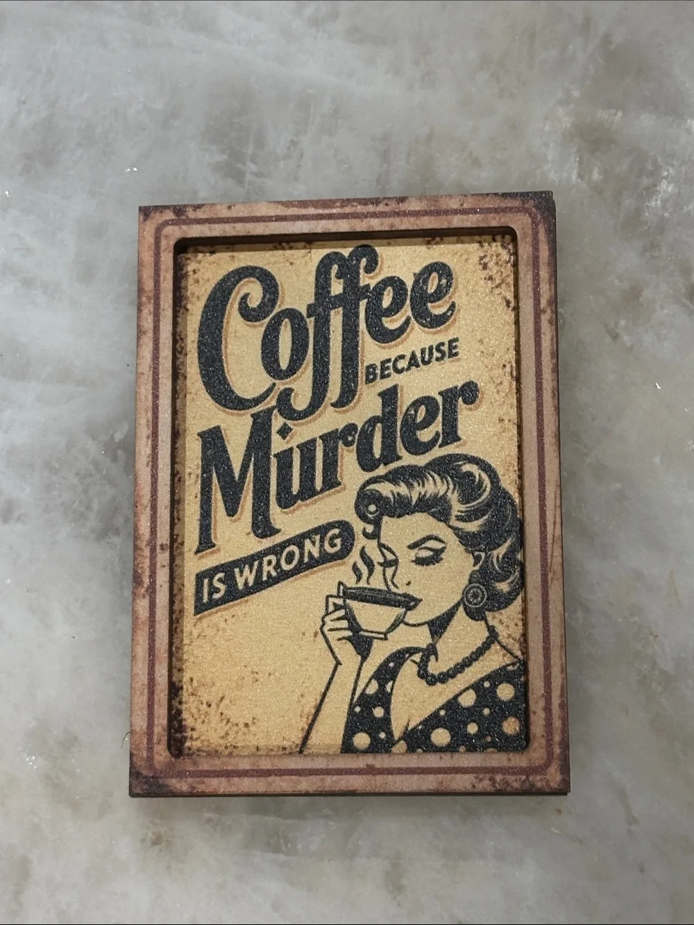Vintage-Inspired Coffee Refrigerator Magnet - Tan & Black